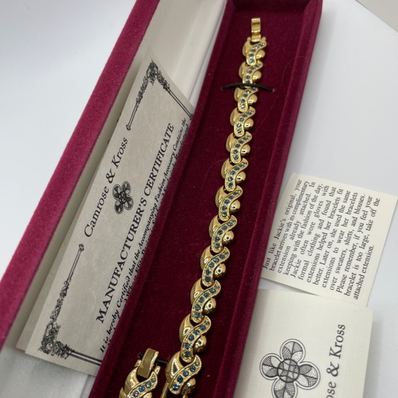 Camrose & Kross Gold Plated Sapphire Blue Crystal JBK Bracelet with Box - Picture 13 of 14